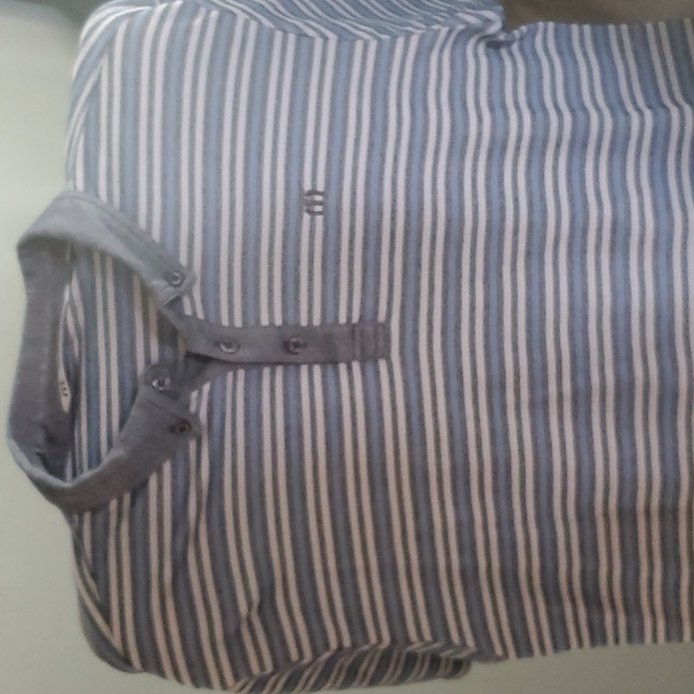 Travis Mathew Polo,  Men's Large, Blue/Gray Striped